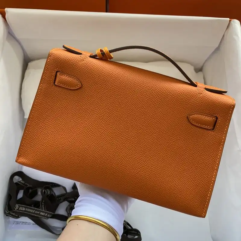 Cheap Hermes Kelly Pochette Epsom Leather Gold Hardware In Orange