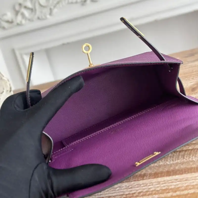 Affordable Hermes Kelly Pochette Epsom Leather Gold Hardware In Purple