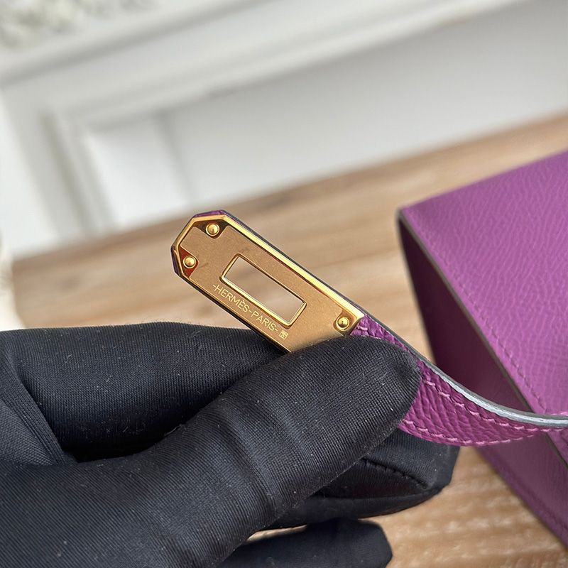 Hermes Kelly Pochette Epsom Leather Gold Hardware In Purple