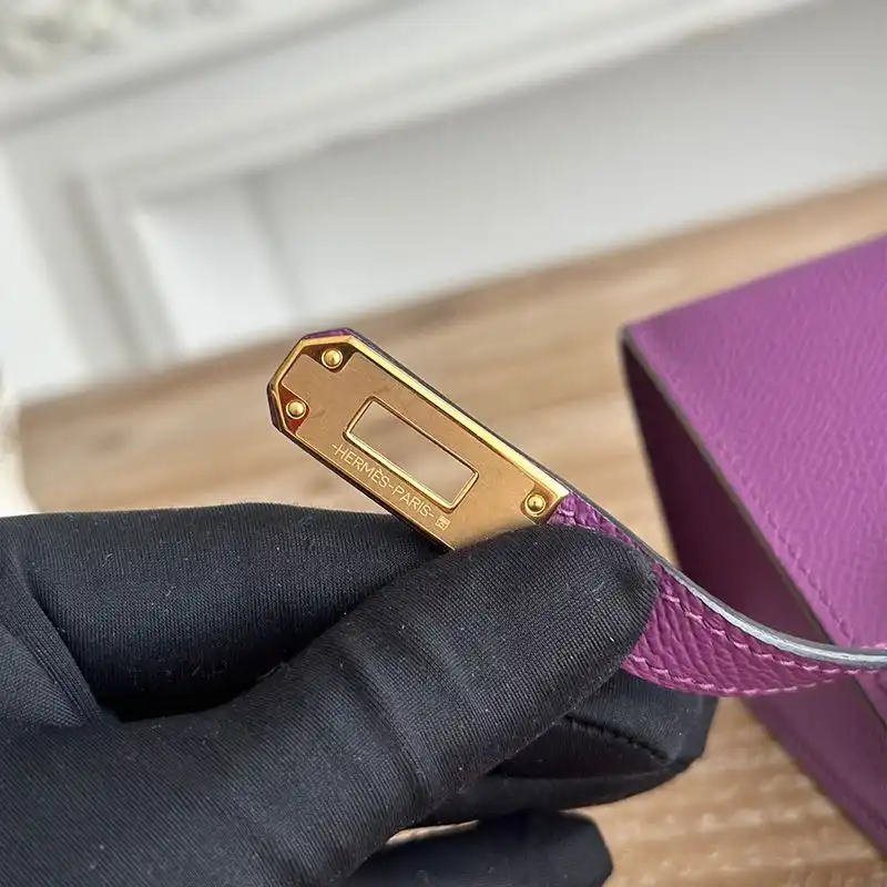 Affordable Hermes Kelly Pochette Epsom Leather Gold Hardware In Purple