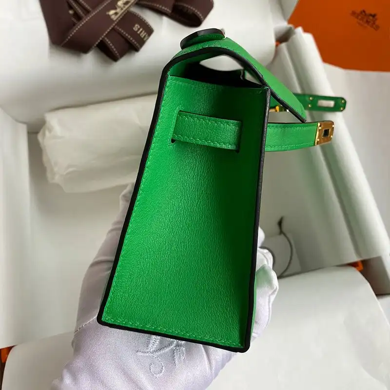 Cheap Hermes Kelly Pochette Swift Leather Gold Hardware In Green