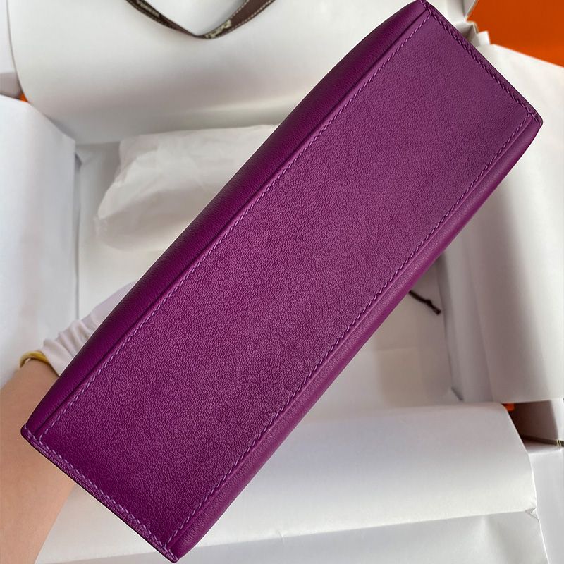 Hermes Kelly Pochette Swift Leather Gold Hardware In Purple