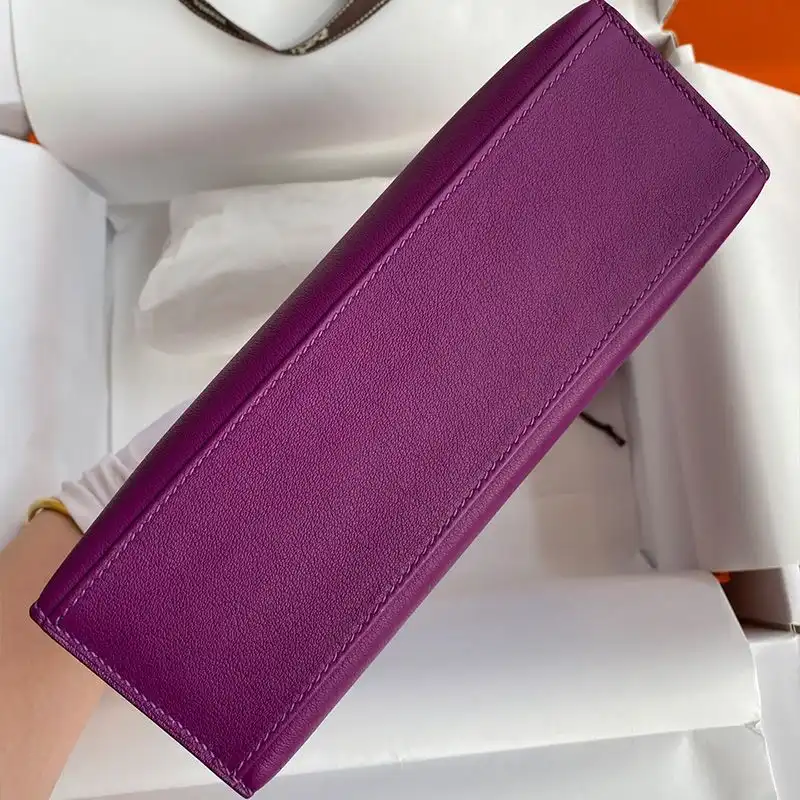 Affordable Hermes Kelly Pochette Swift Leather Gold Hardware In Purple