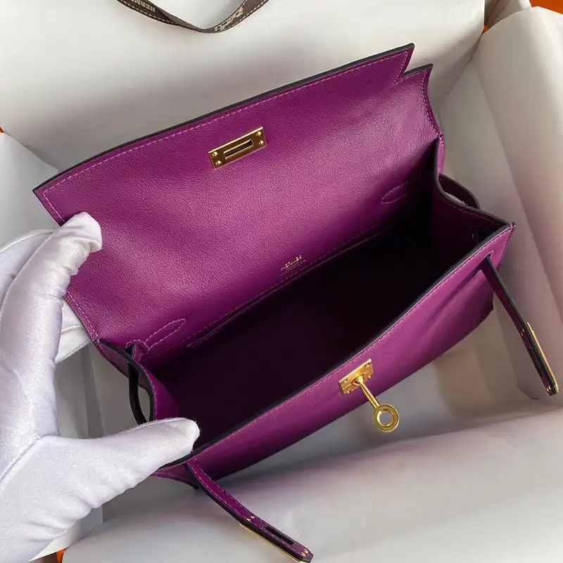 Affordable Hermes Kelly Pochette Swift Leather Gold Hardware In Purple