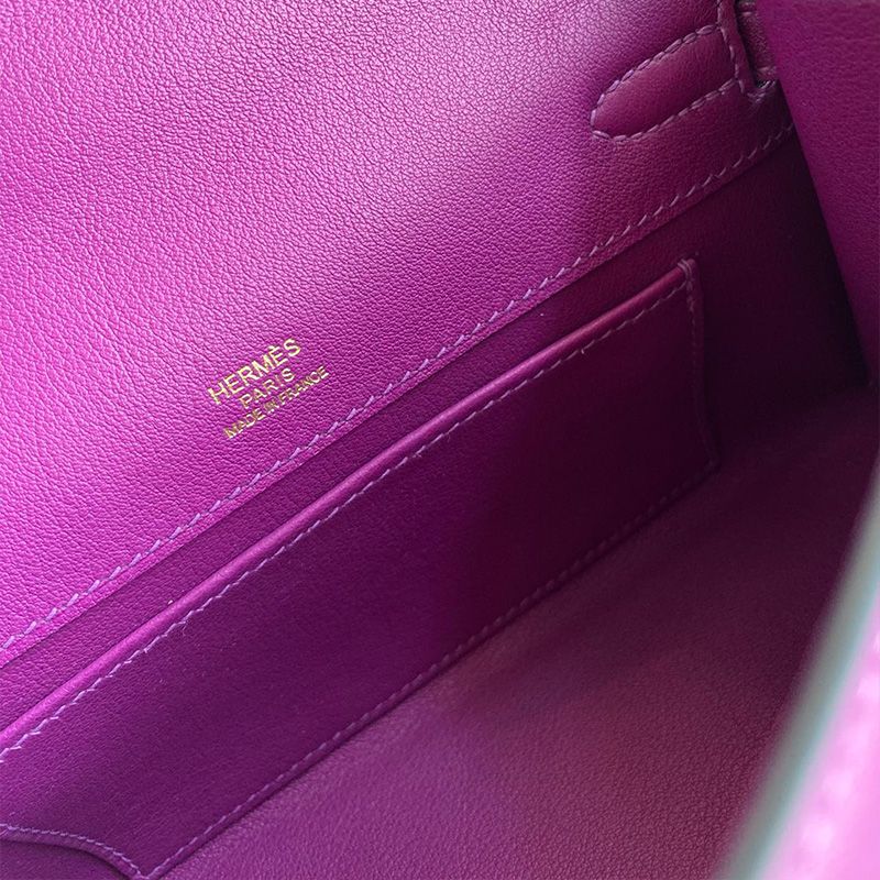 Hermes Kelly Pochette Swift Leather Gold Hardware In Purple