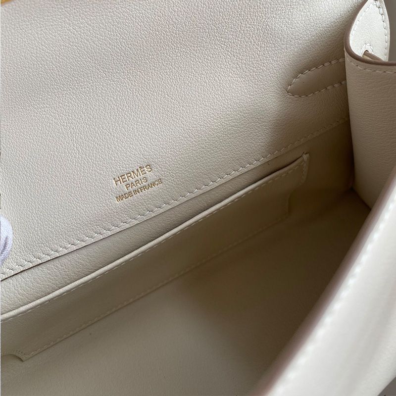 Hermes Kelly Pochette Swift Leather Gold Hardware In White