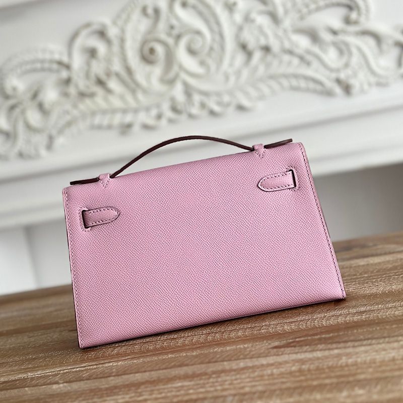 Hermes Kelly Pochette Epsom Leather Palladium Hardware In Cherry