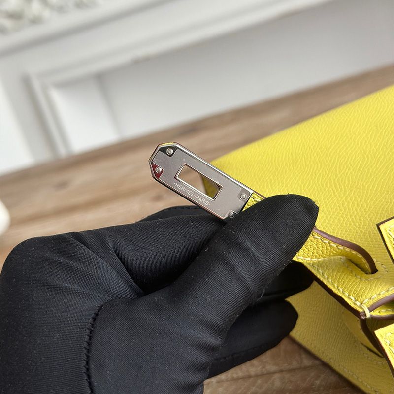 Hermes Kelly Pochette Epsom Leather Palladium Hardware In Yellow