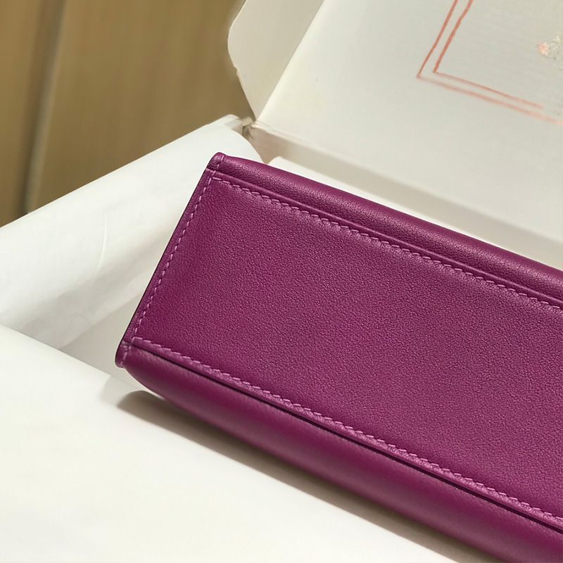 Hermes Kelly Pochette Swift Leather Palladium Hardware In Purple