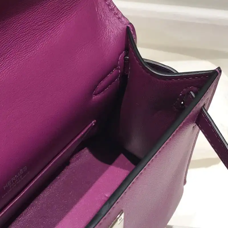 Affordable Hermes Kelly Pochette Swift Leather Palladium Hardware In Purple