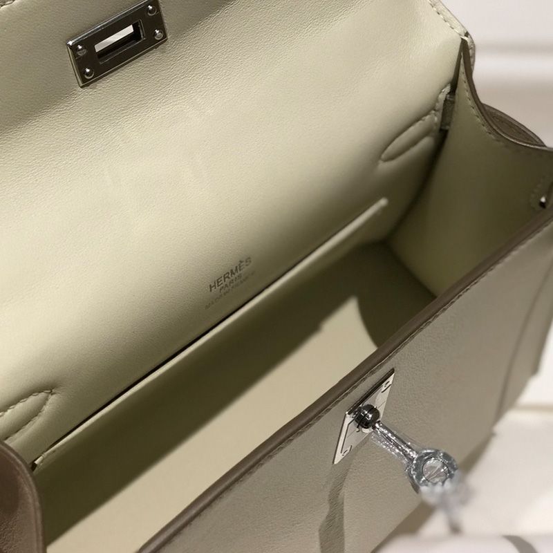 Hermes Kelly Pochette Swift Leather Palladium Hardware In White