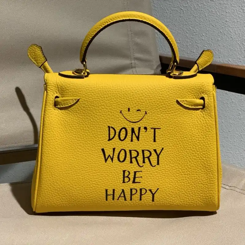 Cheap Hermes Kelly Bag with Smiling Print Togo Leather Gold Hardware In Yellow