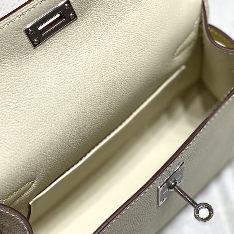 Hermes Kelly Bag Tricolor Epsom Leather Palladium Hardware In Beige