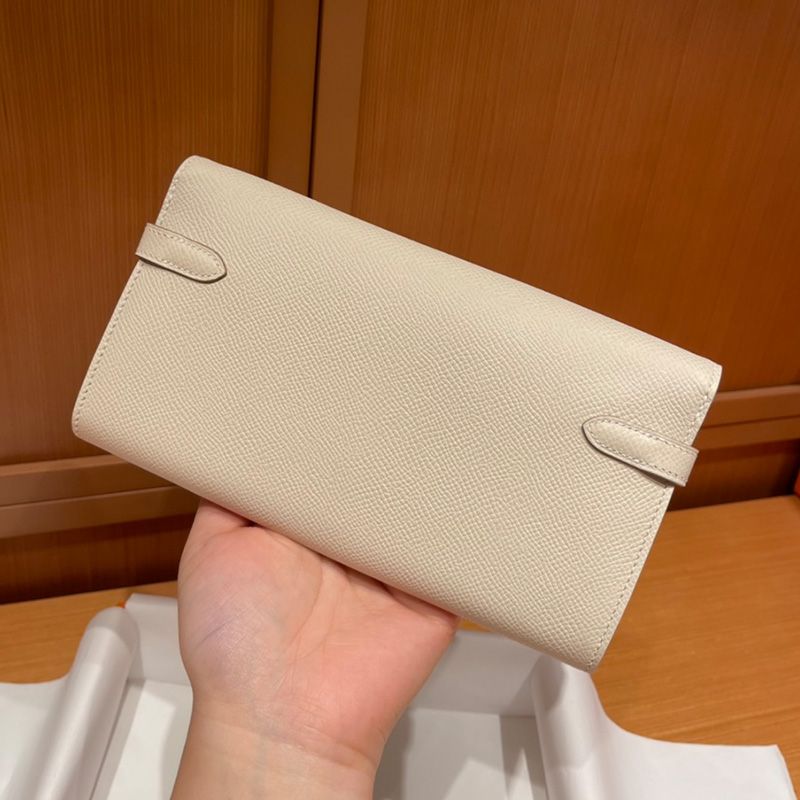 Hermes Kelly Wallet Epsom Leather Gold Hardware In Beige