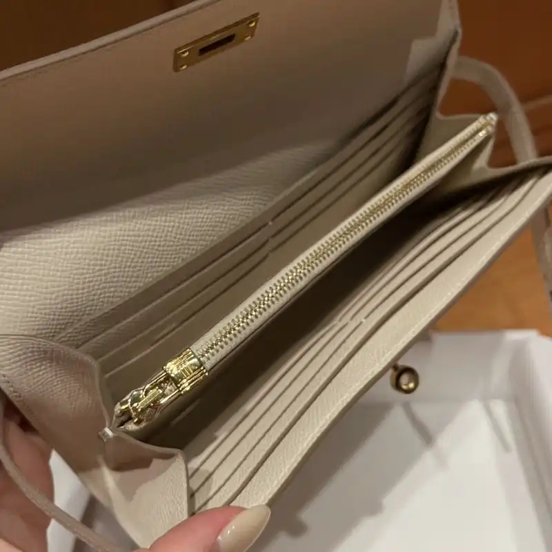 Affordable Hermes Kelly Wallet Epsom Leather Gold Hardware In Beige