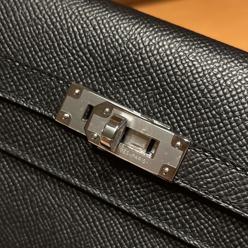 Hermes Kelly Wallet Epsom Leather Palladium Hardware In Black