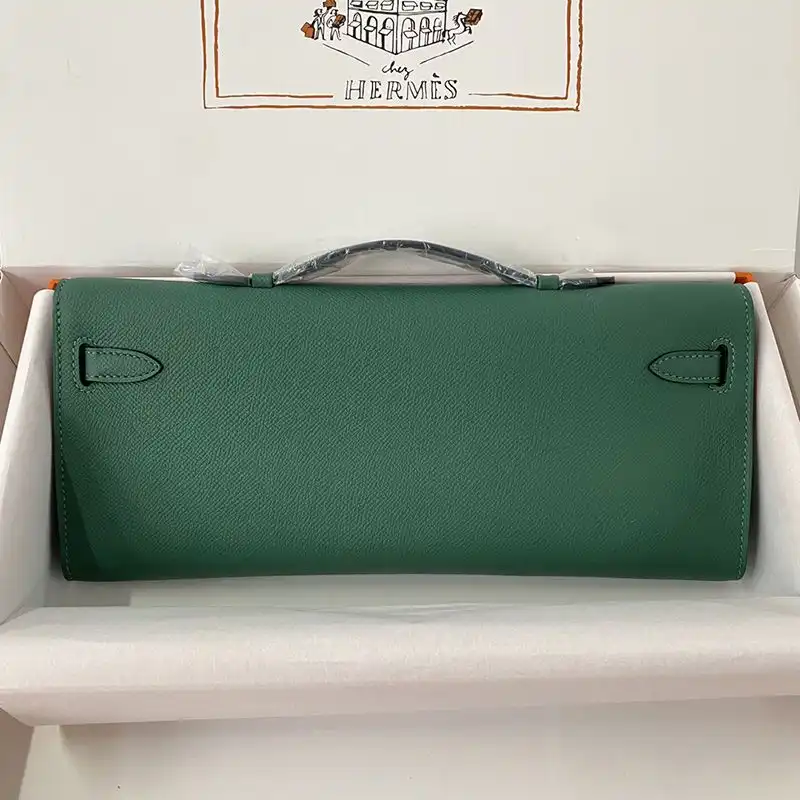 Affordable Hermes Kelly Cut Clutch Epsom Leather Gold Hardware In Green