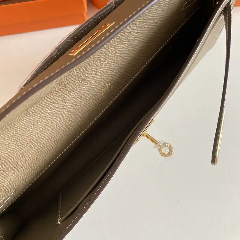 Cheap Hermes Kelly Cut Clutch Epsom Leather Gold Hardware In Khaki