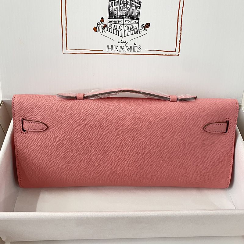 Hermes Kelly Cut Clutch Epsom Leather Gold Hardware In Pink