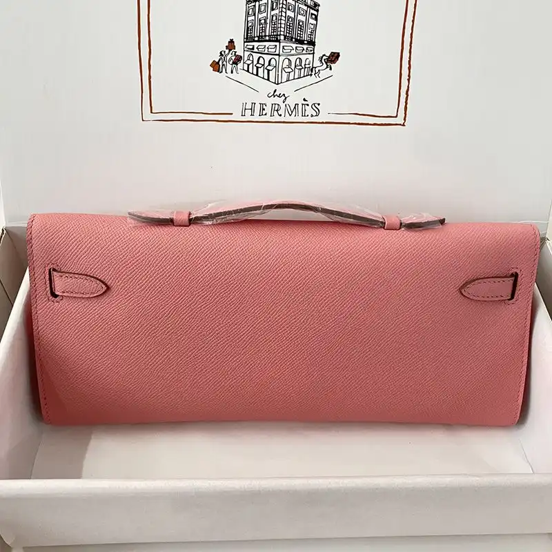 Affordable Hermes Kelly Cut Clutch Epsom Leather Gold Hardware In Pink