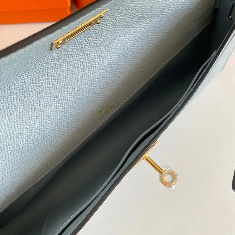 Cheap Hermes Kelly Cut Clutch Epsom Leather Gold Hardware In Sky Blue