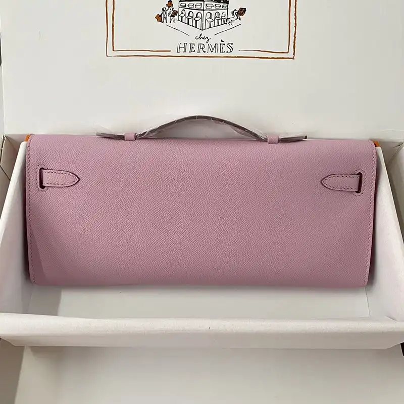 Affordable Hermes Kelly Cut Clutch Epsom Leather Palladium Hardware In Light Purple