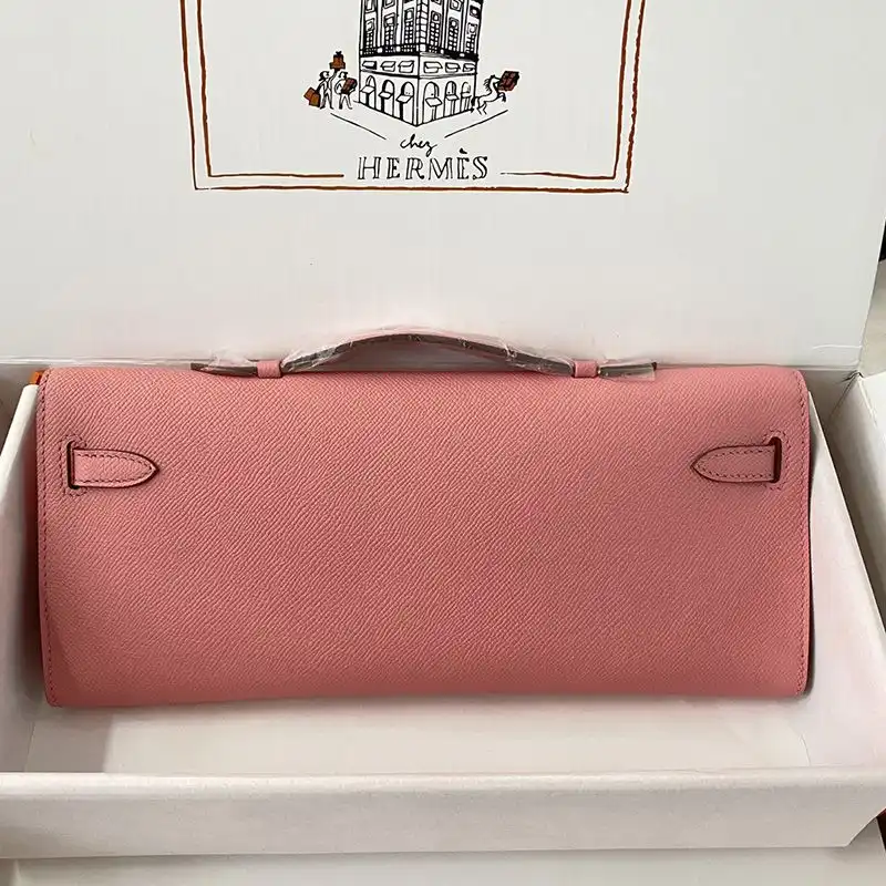 Cheap Hermes Kelly Cut Clutch Epsom Leather Palladium Hardware In Pink