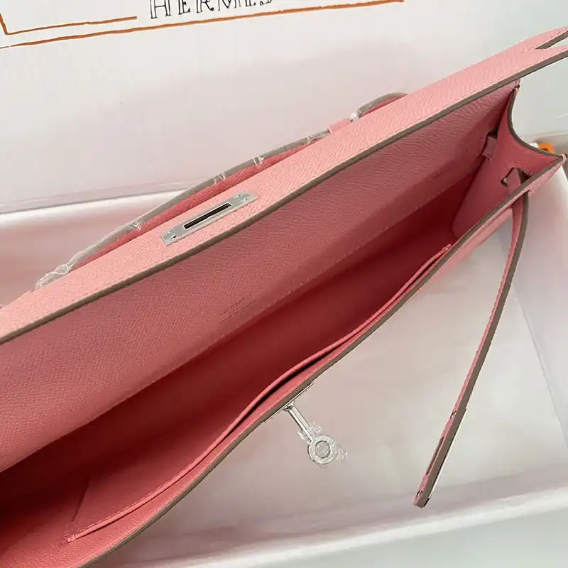 Cheap Hermes Kelly Cut Clutch Epsom Leather Palladium Hardware In Pink