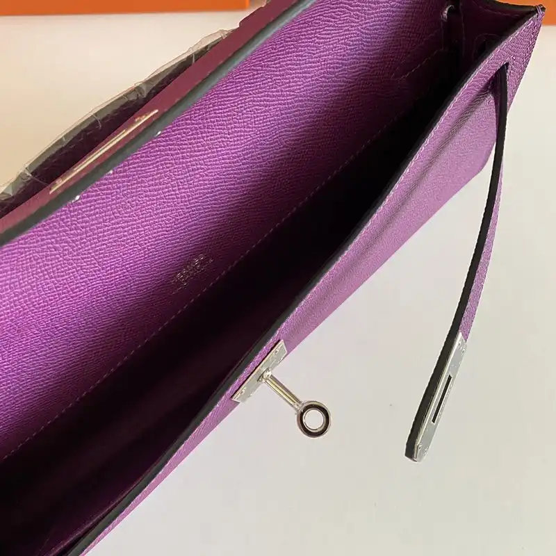 Cheap Hermes Kelly Cut Clutch Epsom Leather Palladium Hardware In Purple