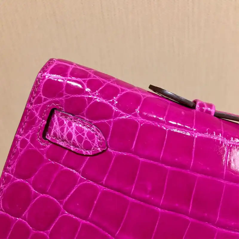 Affordable Hermes Kelly Cut Clutch Shinny Crocodile Leather palladium Hardware In Purple