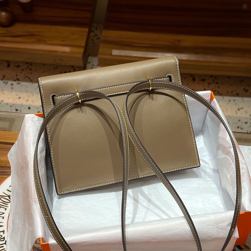 Hermes Kelly Danse Bag Swift Leather Gold Hardware In Khaki