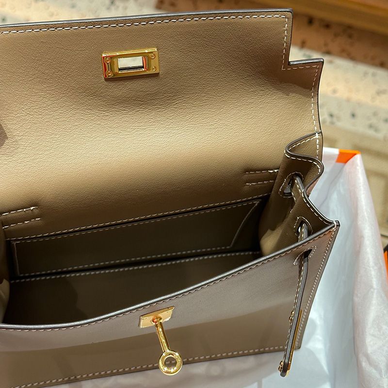 Hermes Kelly Danse Bag Swift Leather Gold Hardware In Khaki