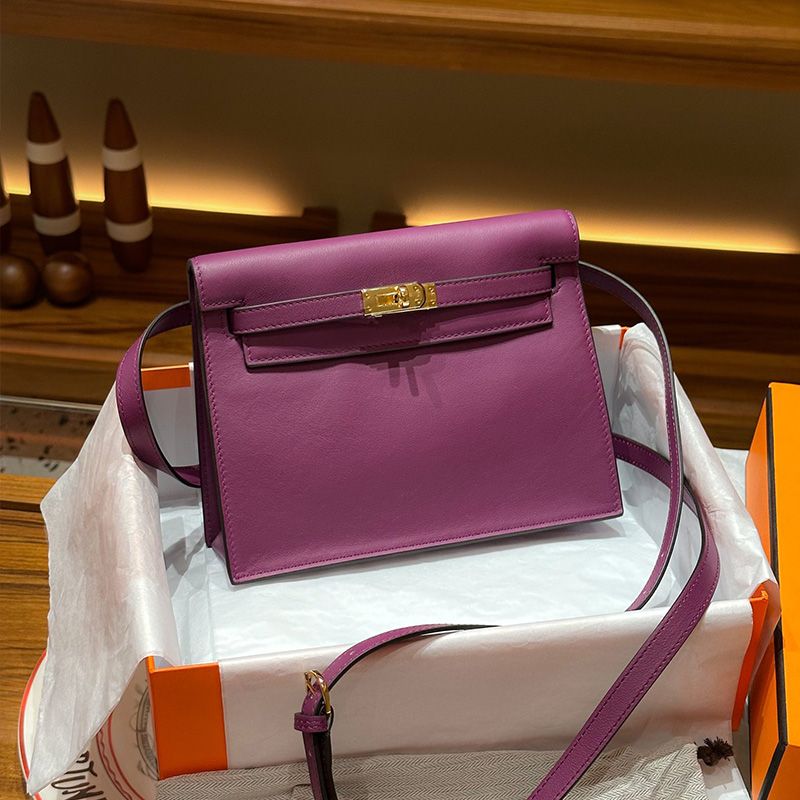 Hermes Kelly Danse Bag Swift Leather Gold Hardware In Purple