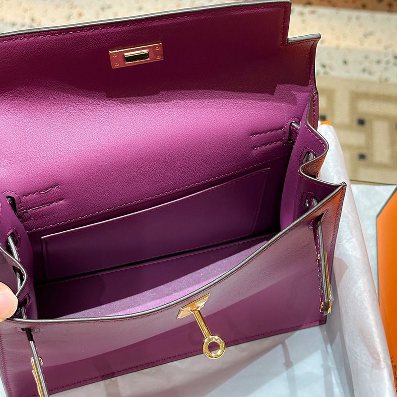 Hermes Kelly Danse Bag Swift Leather Gold Hardware In Purple