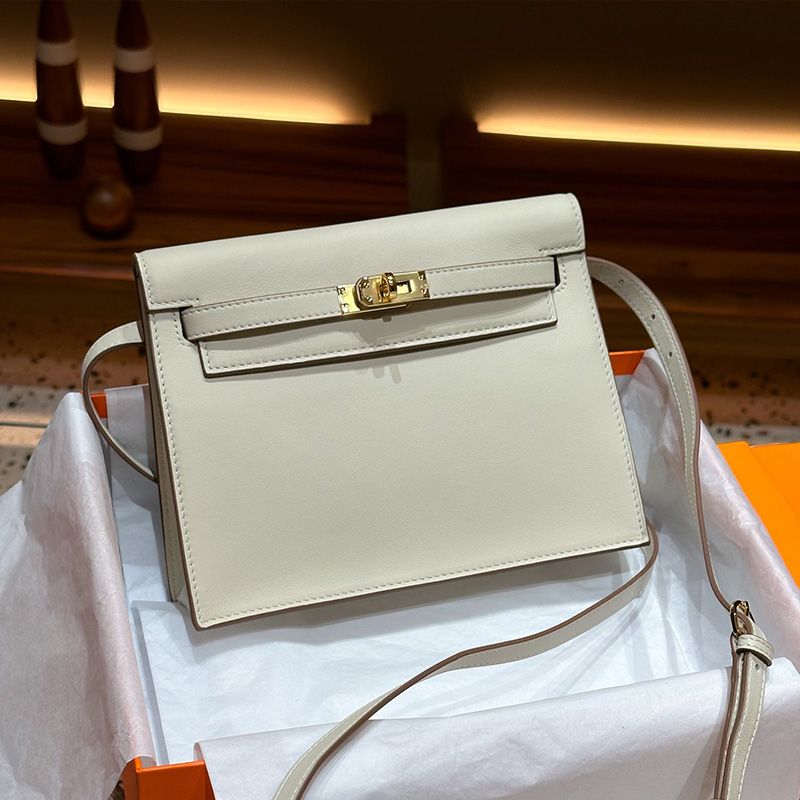 Hermes Kelly Danse Bag Swift Leather Gold Hardware In White