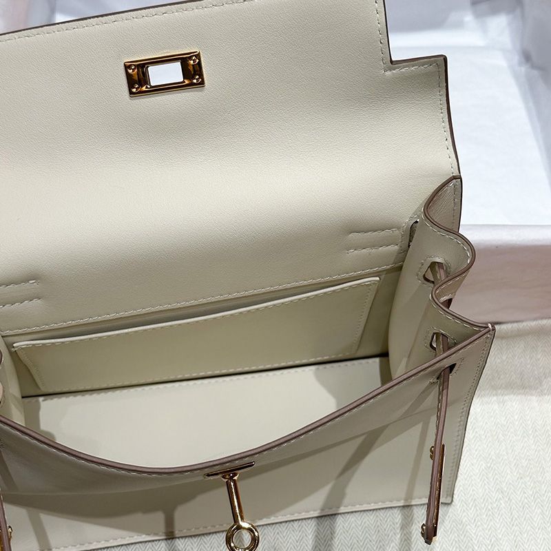 Hermes Kelly Danse Bag Swift Leather Gold Hardware In White