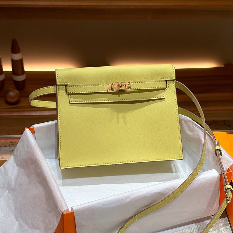 Hermes Kelly Danse Bag Swift Leather Gold Hardware In Yellow