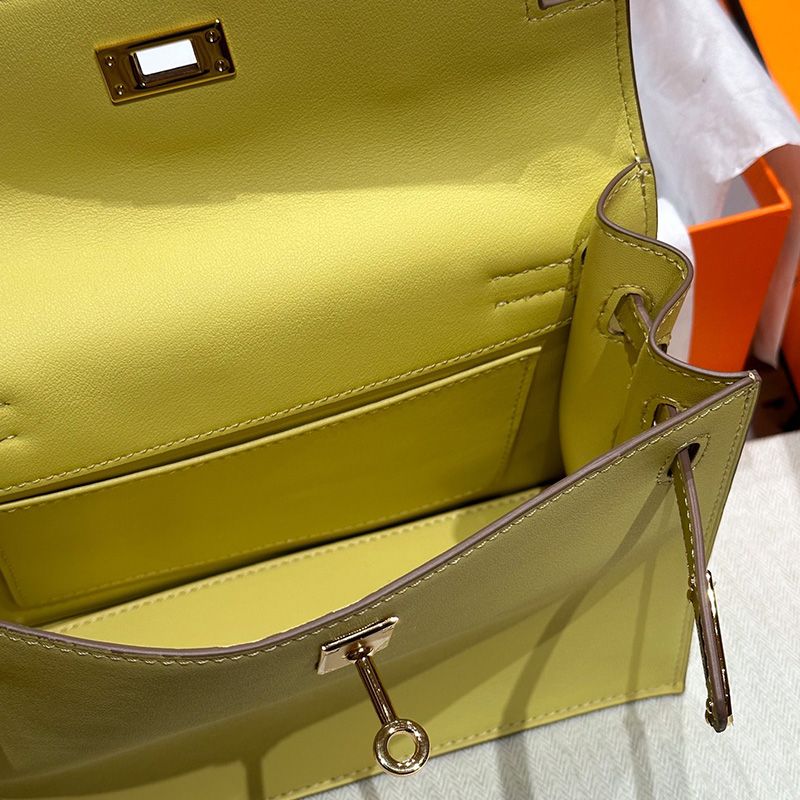 Hermes Kelly Danse Bag Swift Leather Gold Hardware In Yellow