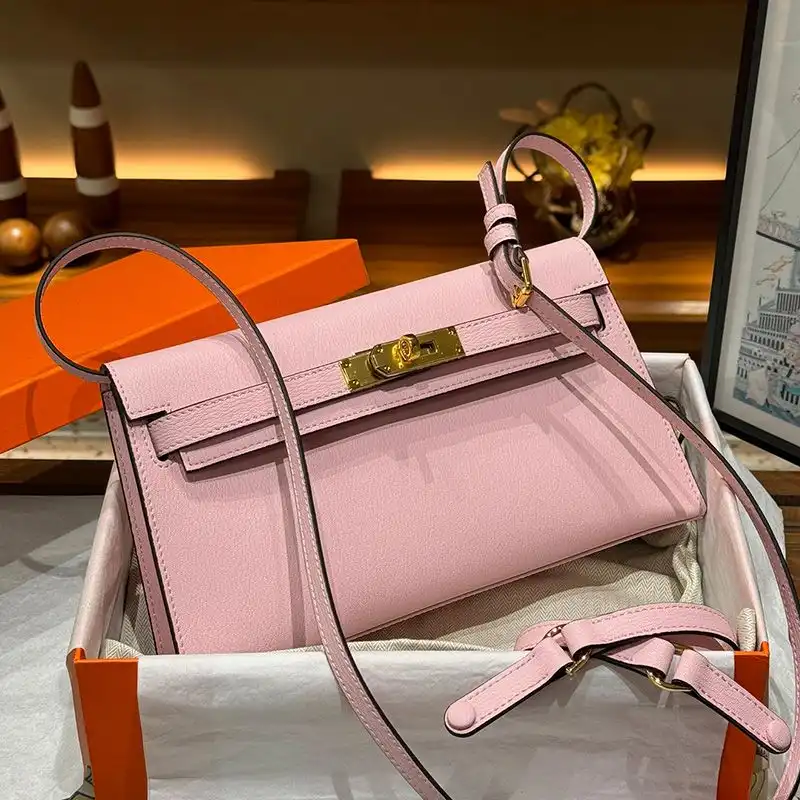 Cheap Hermes Kelly Elan Bag Chevre Leather Gold Hardware In Pink