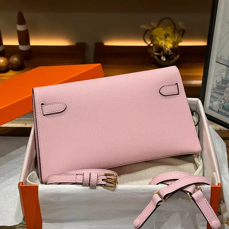 Cheap Hermes Kelly Elan Bag Chevre Leather Gold Hardware In Pink