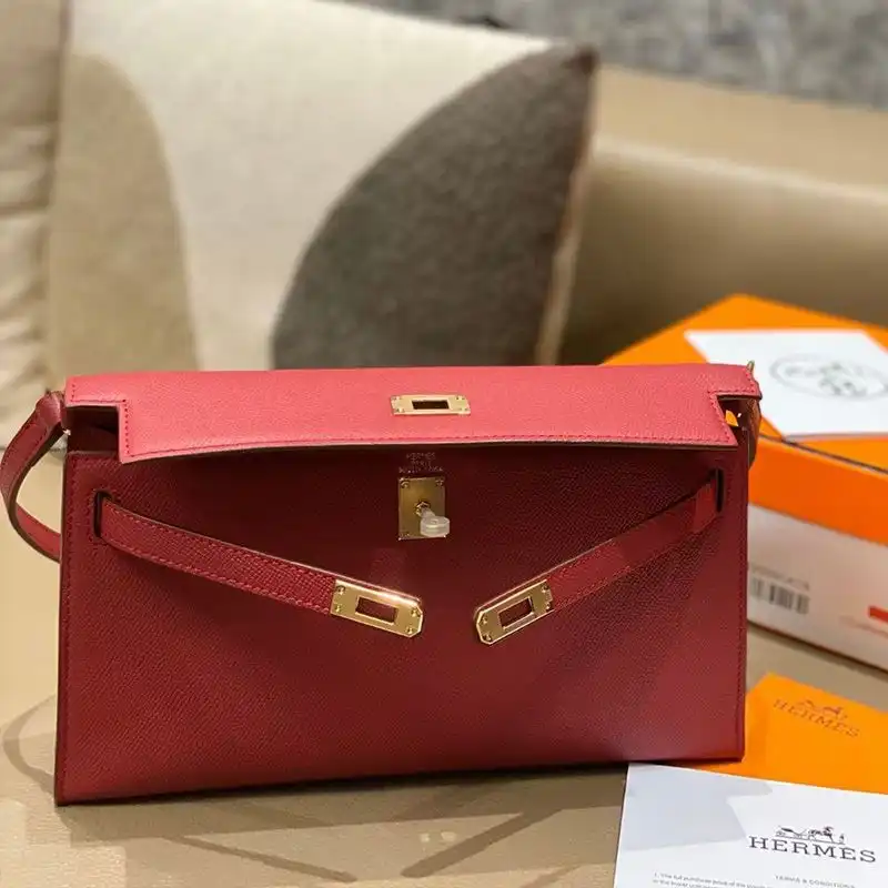 Hermes Kelly Elan Bag Epsom Leather Gold Hardware In Red