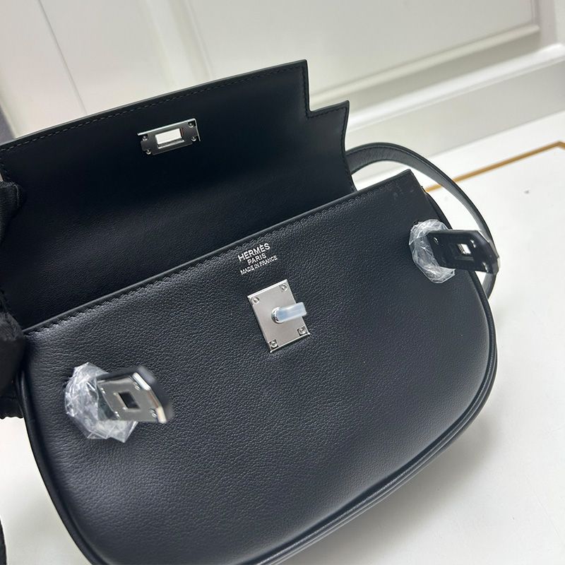 Hermes kelly Moove Bag Swift Leather Palladium Hardware In Black