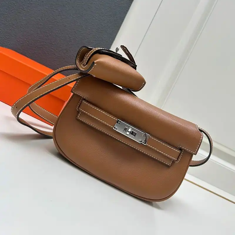 Hermes kelly Moove Bag Swift Leather Palladium Hardware In Brown