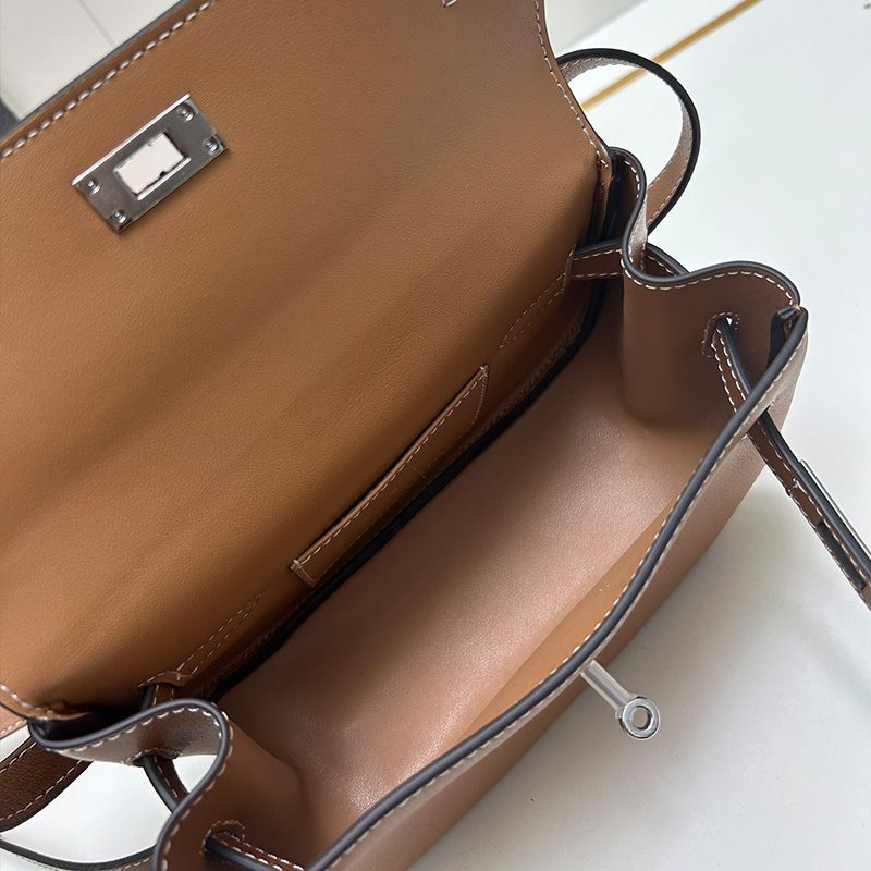 Hermes kelly Moove Bag Swift Leather Palladium Hardware In Brown