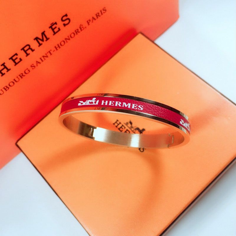 Hermes Logo Bangles Metal And Leather