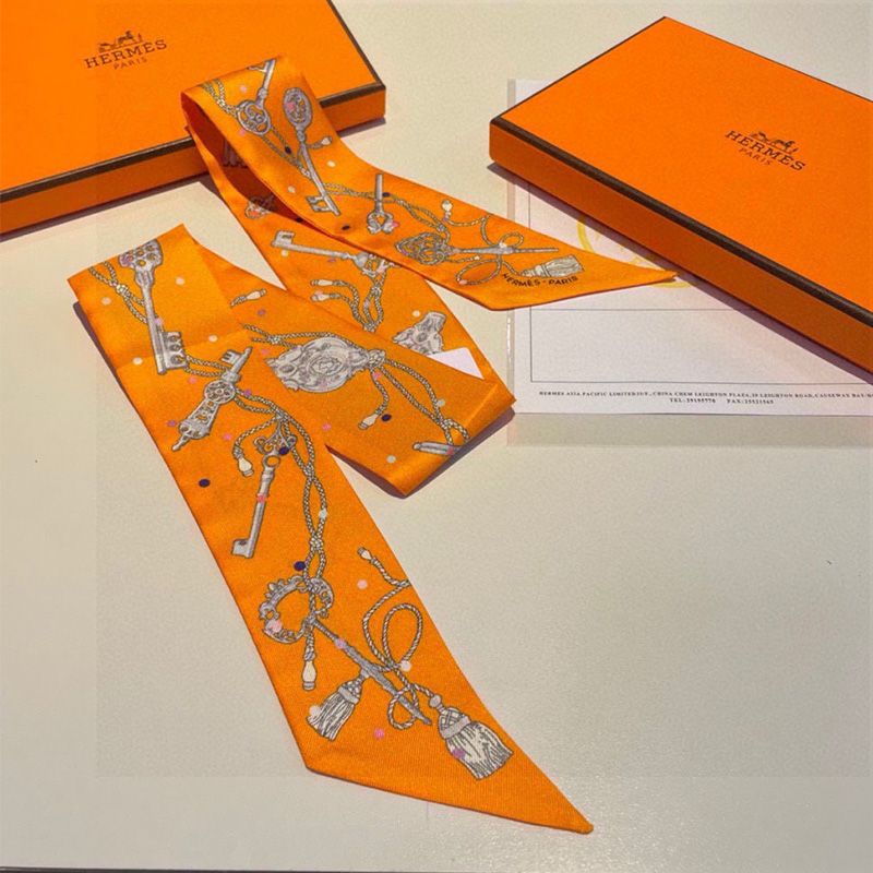 Hermes Les Cles A Pois Twilly In Orange