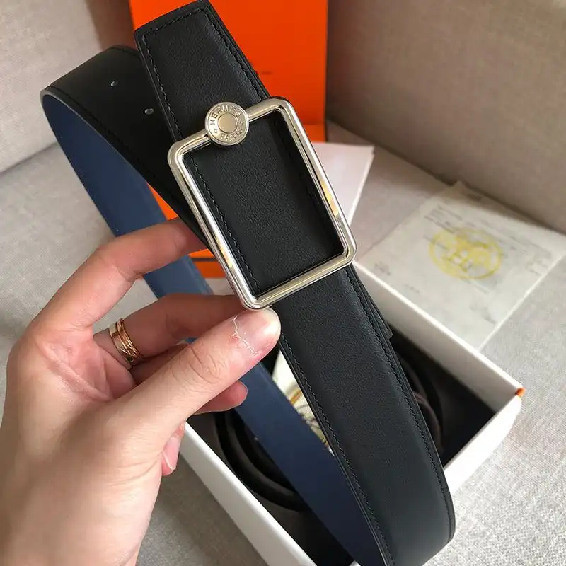 Affordable Hermes Letter Buckle 38 Reversible Belt Leather In Blue Black