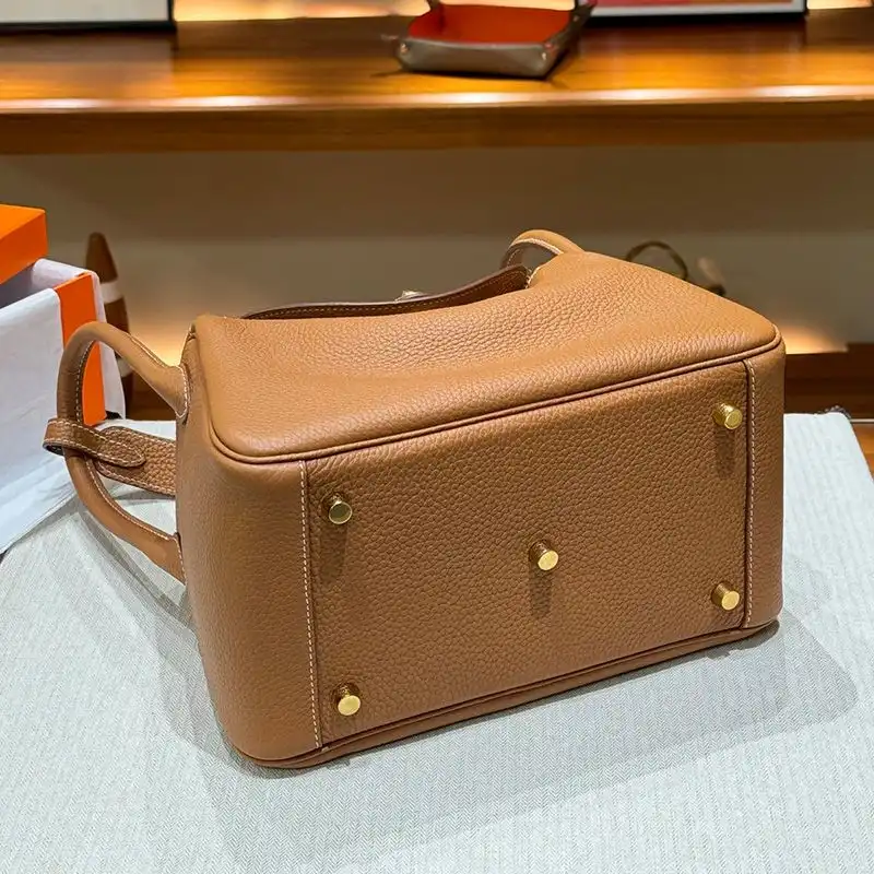 Affordable Hermes Lindy Bag Clemence Leather Gold Hardware In Brown