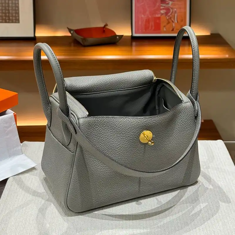 Affordable Hermes Lindy Bag Clemence Leather Gold Hardware In Khaki