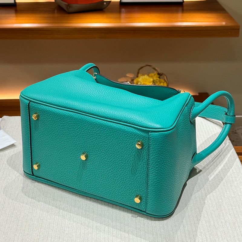 Hermes Lindy Bag Clemence Leather Gold Hardware In Sky Blue